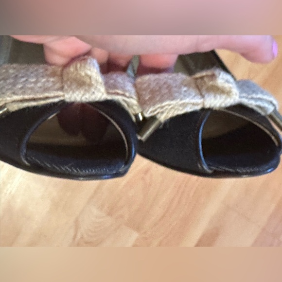 J.Crew Collection Blue Denim Peep Toe Heels Size 8.5 Bow Accent Made in Italy - Picture 9 of 10